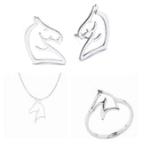 Jewelry set Horse Riding silver colored