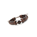 Bracciale sportivo in pelle marrone